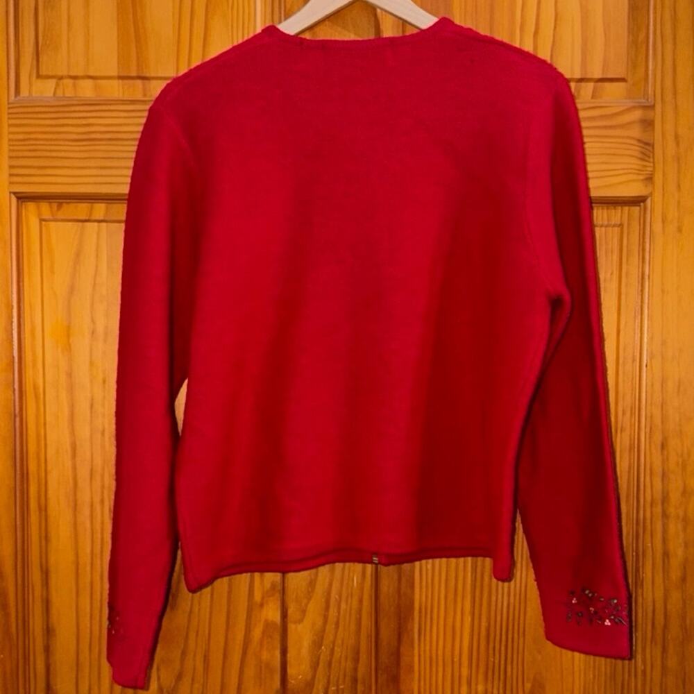Karen Scott Red Pure Wool Cardigan Size M (Imperfections) - Picture 4 of 4